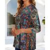 imageCHICGAL Women 34 Sleeve Shirts Casual Round Neck Tops Basic Tees Cute TShirts BlousesBohemian Print