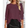 imageCHICGAL Women 34 Sleeve Shirts Casual Round Neck Tops Basic Tees Cute TShirts BlousesDeep Red
