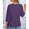 imageCHICGAL Women 34 Sleeve Shirts Casual Round Neck Tops Basic Tees Cute TShirts BlousesPurple