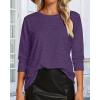 imageCHICGAL Women 34 Sleeve Shirts Casual Round Neck Tops Basic Tees Cute TShirts BlousesPurple