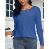 imageCHICGAL Women Long Sleeve Shirts Casual Fall Tees Crew Neck Basic Tunic TopsBlue