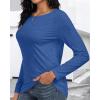 imageCHICGAL Women Long Sleeve Shirts Casual Fall Tees Crew Neck Basic Tunic TopsBlue