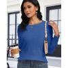 imageCHICGAL Women Long Sleeve Shirts Casual Fall Tees Crew Neck Basic Tunic TopsBlue