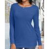 imageCHICGAL Women Long Sleeve Shirts Casual Fall Tees Crew Neck Basic Tunic TopsBlue