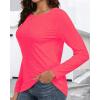 imageCHICGAL Women Long Sleeve Shirts Casual Fall Tees Crew Neck Basic Tunic TopsBright Pink
