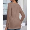 imageCHICGAL Women Long Sleeve Shirts Casual Fall Tees Crew Neck Basic Tunic TopsCoffee