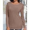 imageCHICGAL Women Long Sleeve Shirts Casual Fall Tees Crew Neck Basic Tunic TopsCoffee