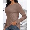 imageCHICGAL Women Long Sleeve Shirts Casual Fall Tees Crew Neck Basic Tunic TopsCoffee