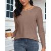 imageCHICGAL Women Long Sleeve Shirts Casual Fall Tees Crew Neck Basic Tunic TopsCoffee