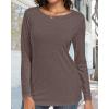 imageCHICGAL Women Long Sleeve Shirts Casual Fall Tees Crew Neck Basic Tunic TopsDeep Brown