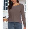 imageCHICGAL Women Long Sleeve Shirts Casual Fall Tees Crew Neck Basic Tunic TopsDeep Brown