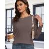 imageCHICGAL Women Long Sleeve Shirts Casual Fall Tees Crew Neck Basic Tunic TopsDeep Brown