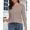 imageCHICGAL Women Long Sleeve Shirts Casual Fall Tees Crew Neck Basic Tunic TopsKhaki