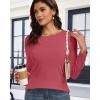 imageCHICGAL Women Long Sleeve Shirts Casual Fall Tees Crew Neck Basic Tunic TopsMagenta