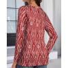 imageCHICGAL Women Long Sleeve Shirts Casual Fall Tees Crew Neck Basic Tunic TopsRed Pattern