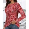 imageCHICGAL Women Long Sleeve Shirts Casual Fall Tees Crew Neck Basic Tunic TopsRed Pattern