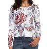 imageCHICGAL Women Long Sleeve Shirts Casual Fall Tees Crew Neck Basic Tunic TopsWhite Paisley