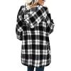 imageCHICGAL Womens Fuzzy Jacket Hooded Cardigan Open Front Sherpa Coat Outwear with PocketsBlack White Checkered