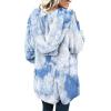 imageCHICGAL Womens Fuzzy Jacket Hooded Cardigan Open Front Sherpa Coat Outwear with PocketsBlue White Tie Dye