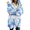 imageCHICGAL Womens Fuzzy Jacket Hooded Cardigan Open Front Sherpa Coat Outwear with PocketsBlue White Tie Dye