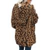 imageCHICGAL Womens Fuzzy Jacket Hooded Cardigan Open Front Sherpa Coat Outwear with PocketsBrown Leopard Print