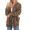 imageCHICGAL Womens Fuzzy Jacket Hooded Cardigan Open Front Sherpa Coat Outwear with PocketsBrown Leopard Print