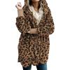 imageCHICGAL Womens Fuzzy Jacket Hooded Cardigan Open Front Sherpa Coat Outwear with PocketsBrown Leopard Print