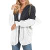 imageCHICGAL Womens Fuzzy Jacket Hooded Cardigan Open Front Sherpa Coat Outwear with PocketsGray White