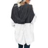 imageCHICGAL Womens Fuzzy Jacket Hooded Cardigan Open Front Sherpa Coat Outwear with PocketsGray White