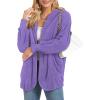 imageCHICGAL Womens Fuzzy Jacket Hooded Cardigan Open Front Sherpa Coat Outwear with PocketsPurple