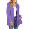 imageCHICGAL Womens Fuzzy Jacket Hooded Cardigan Open Front Sherpa Coat Outwear with PocketsPurple
