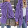 imageCHICGAL Womens Fuzzy Jacket Hooded Cardigan Open Front Sherpa Coat Outwear with PocketsPurple
