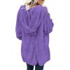 imageCHICGAL Womens Fuzzy Jacket Hooded Cardigan Open Front Sherpa Coat Outwear with PocketsPurple