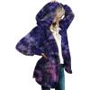 imageCHICGAL Womens Fuzzy Jacket Hooded Cardigan Open Front Sherpa Coat Outwear with PocketsBlue Purple Tie Dye