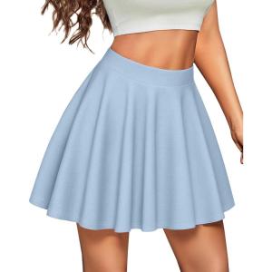 imageCHICGAL Mini Skirts for Women Casual Flowy Pleated Skater Skirt Summer Basic High Waisted Short SkirtLight Blue