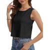 imageWomens Crop Tops Summer Casual Sleeveless Tank Loose Fit Basic ShirtsA Black