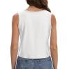 imageWomens Crop Tops Summer Casual Sleeveless Tank Loose Fit Basic ShirtsA White