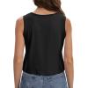 imageWomens Crop Tops Summer Casual Sleeveless Tank Loose Fit Basic ShirtsBlack Green Butterfly