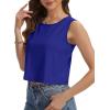 imageWomens Crop Tops Summer Casual Sleeveless Tank Loose Fit Basic ShirtsBlue