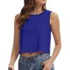 imageWomens Crop Tops Summer Casual Sleeveless Tank Loose Fit Basic ShirtsBlue