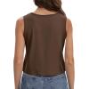 imageWomens Crop Tops Summer Casual Sleeveless Tank Loose Fit Basic ShirtsBrown