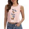 imageWomens Crop Tops Summer Casual Sleeveless Tank Loose Fit Basic ShirtsMisty Rose Butterfly