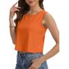 imageWomens Crop Tops Summer Casual Sleeveless Tank Loose Fit Basic ShirtsOrange