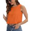 imageWomens Crop Tops Summer Casual Sleeveless Tank Loose Fit Basic ShirtsOrange