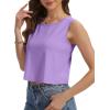 imageWomens Crop Tops Summer Casual Sleeveless Tank Loose Fit Basic ShirtsPurple