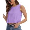 imageWomens Crop Tops Summer Casual Sleeveless Tank Loose Fit Basic ShirtsPurple
