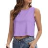 imageWomens Crop Tops Summer Casual Sleeveless Tank Loose Fit Basic ShirtsPurple