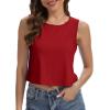imageWomens Crop Tops Summer Casual Sleeveless Tank Loose Fit Basic ShirtsRed