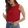 imageWomens Crop Tops Summer Casual Sleeveless Tank Loose Fit Basic ShirtsRed