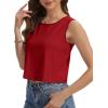 imageWomens Crop Tops Summer Casual Sleeveless Tank Loose Fit Basic ShirtsRed